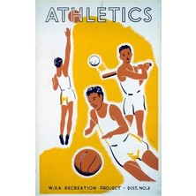 Jeronkarji Vintage Wpa Atletizm Basketbol Beyzbol Tablo Ahşap Poster Dekoratif