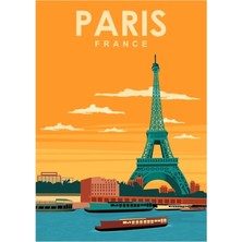 Jeronkarji Paris Fransa Seine Eyfel Kulesi Seyahat Poster Tablo Ahşap Poster Dekoratif