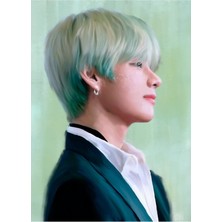Jeronkarji Taehyung Fanart Kal Tablo Ahşap Poster Dekoratif KOD2824