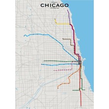 Jeronkarji Chicago Transit Haritası Tablo Ahşap Poster Dekoratif