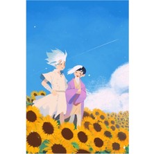 Jeronkarji Doktor Stone Senku Ishigami ve Gen Asagiri Tablo Ahşap Poster Dekoratif