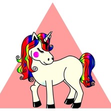 Jeronkarji Pembe Arka Plan- Unicorn Sevimli Efsanevi Hayvan Tablo Ahşap Poster Dekoratif