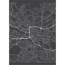 Jeronkarji Glasgow Haritası, Iskoçya - Gri Tablo Ahşap Poster Dekoratif
