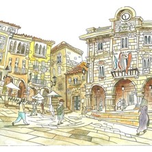 Jeronkarji Ourense, Praza Maior Tablo Ahşap Poster Dekoratif