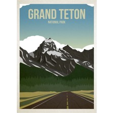 Jeronkarji Grand Teton Ulusal Parkı Tablo Ahşap Poster Dekoratif