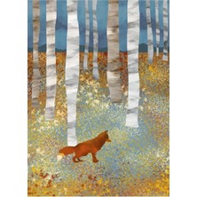 Jeronkarji Sonbahar Tilki Tablo Ahşap Poster Dekoratif