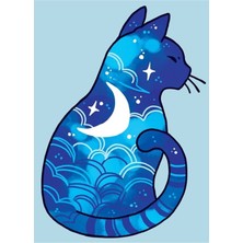 Jeronkarji Ay Ruhu Kedi Tablo Ahşap Poster Dekoratif