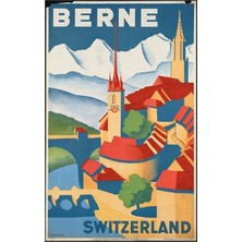 Jeronkarji Bern Isviçre Seyahat Reklam Sanat Poster Tablo Ahşap Poster Dekoratif