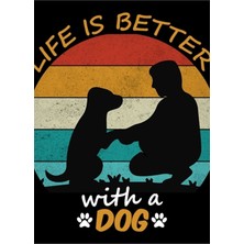Jeronkarji Hayat Köpek-Komik Hayvanlar Tipografi ile Daha Güzel Tablo Ahşap Poster Dekoratif