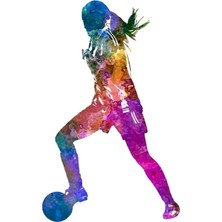 Jeronkarji Futbol Futbolcu Silueti Oynayan Kız Tablo Ahşap Poster Dekoratif