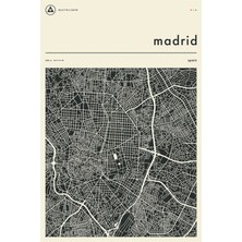 Jeronkarji Madrid Haritası Tablo Ahşap Poster Dekoratif