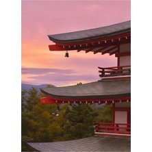 Jeronkarji Pagoda Gün Batımı Tablo Ahşap Poster Dekoratif