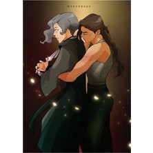 Jeronkarji Kuvira ve Suyin Beifong Suvira Mashersan'a Sarılıyor Tablo Ahşap Poster Dekoratif