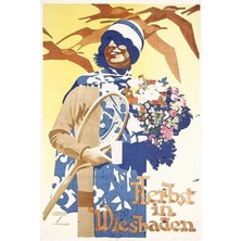 Jeronkarji Wiesbaden'de Sonbahar, Seyahat Posteri Tablo Ahşap Poster Dekoratif