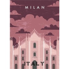 Jeronkarji Milano, Italya - Retro Seyahat Minimalist Poster Tablo Ahşap Poster Dekoratif