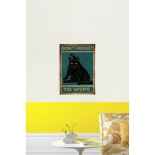 Jeronkarji Kara Kedi Tablo Ahşap Poster Dekoratifnı Silmeyi Unutmayın