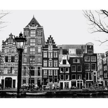 Jeronkarji Amsterdam, Hollanda - Siyah Beyaz Tablo Ahşap Poster Dekoratif