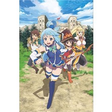 Jeronkarji Konosuba - Aqua Megumin Darkness Kazuma Tablo Ahşap Poster Dekoratif