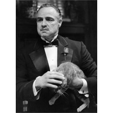 Jeronkarji The Godfather Holding A Cat Tablo Ahşap Poster Dekoratif