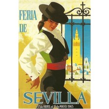 Jeronkarji Ispanya 1965 Sevilla Nisan Fuarı Poster Tablo Ahşap Poster Dekoratif