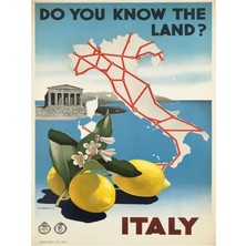 Jeronkarji Italya Haritası Seyahat Poster Tablo Ahşap Poster Dekoratif