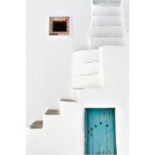 Jeronkarji Tırmanma Merdivenleri, Sifnos Yunanistan Tablo Ahşap Poster Dekoratif