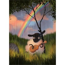 Jeronkarji Gitar Çalan Koyun Tablo Ahşap Poster Dekoratif