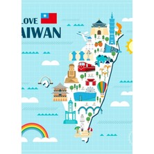 Jeronkarji Tayvan Seyahat Haritası Tablo Ahşap Poster Dekoratif