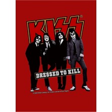 Jeronkarji Kıss ® The Band - Öldürmek Için Giyinmiş Kırmızı Tablo Ahşap Poster Dekoratif