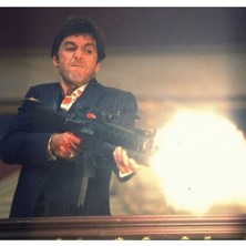 Jeronkarji Scarface Tony Montana Shooting Tablo Ahşap Poster Dekoratif