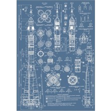 Jeronkarji Eski Soyuz Roketi Planları Rus Sovyet Dönemi Uzay Tablo Ahşap Poster Dekoratif