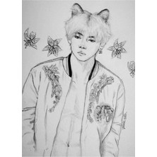 Jeronkarji Kaplan Zambağı | Taehyung Tablo Ahşap Poster Dekoratif KOD1732