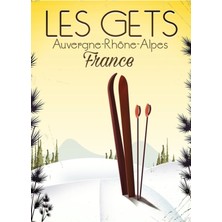 Jeronkarji Les Gets France Kayak Seyahati Posteri Tablo Ahşap Poster Dekoratif