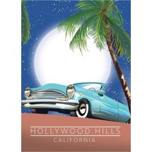 Jeronkarji Hollywood Hills California Seyahat Afişi. Tablo Ahşap Poster Dekoratif