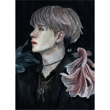 Jeronkarji Yoongi x Balıklar Tablo Ahşap Poster Dekoratif KOD3080