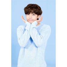 Jeronkarji Bts V Taehyung Sevimli Poz Tablo Ahşap Poster Dekoratif KOD1578
