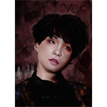 Jeronkarji Yoongi (Kanatlar) Tablo Ahşap Poster Dekoratif KOD3105