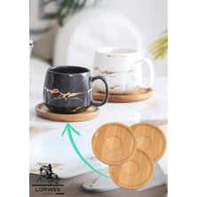 Lorwes Bambu Doğal Naturel Kare Bambu Bardak Altlığı-Çay Tabağı-Kahve Tabağı-6'lı Set