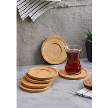 Lorwes Bambu Doğal Naturel Kare Bambu Bardak Altlığı-Çay Tabağı-Kahve Tabağı-6'lı Set