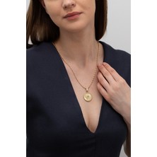 Nisera Jewellery Mavi Altın Yuvarlak Kolye Ucu