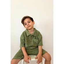 Erkek Çocuk Gömlek Yaka Havlu Kumaş 2'li Takım