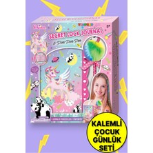 Toyfest Tokidas Secret Lock Journal & Pom Pom Pen- Panda Unicorn Temalı Gizli Kilitli Pom Pom Kalemli Günlük