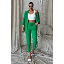 CMZ Collection Yeşil Bürümcük Kimono Takım