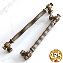 Badem10 Talas Antik Sarı Çizgili Metal Kulp 224 mm 22.4 cm Mobilya Mutfak Çekmece Dolabı Dolap Kulpları Kulb