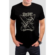 T-35 Surf Everyday Baskılı Siyah Unisex Tişört C588