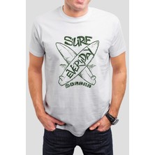 T-35 Surf Everyday Baskılı Beyaz Unisex Tişört C586