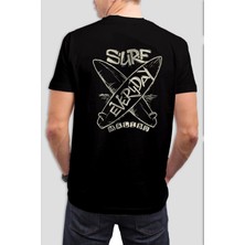 Surf Everyday Baskılı Siyah Unisex Tişört C587