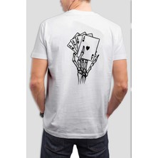 Iskambil Kartları Baskılı Beyaz Unisex Tişört C579