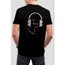 T-35 Music Is My Life Baskılı Siyah Unisex Tişört C572