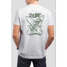 Surf Everyday Baskılı Beyaz Unisex Tişört C585